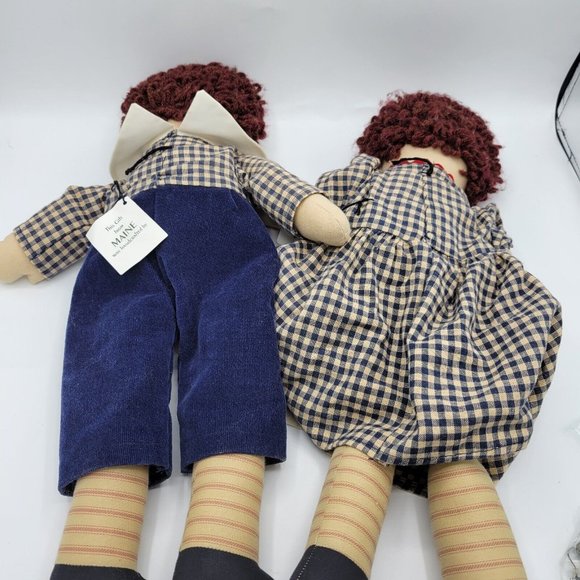 Raggedy Ann And Andy Primitive Folk Ctry Art Handmade 20" Dolls Made Maine OOAK - Picture 6 of 12